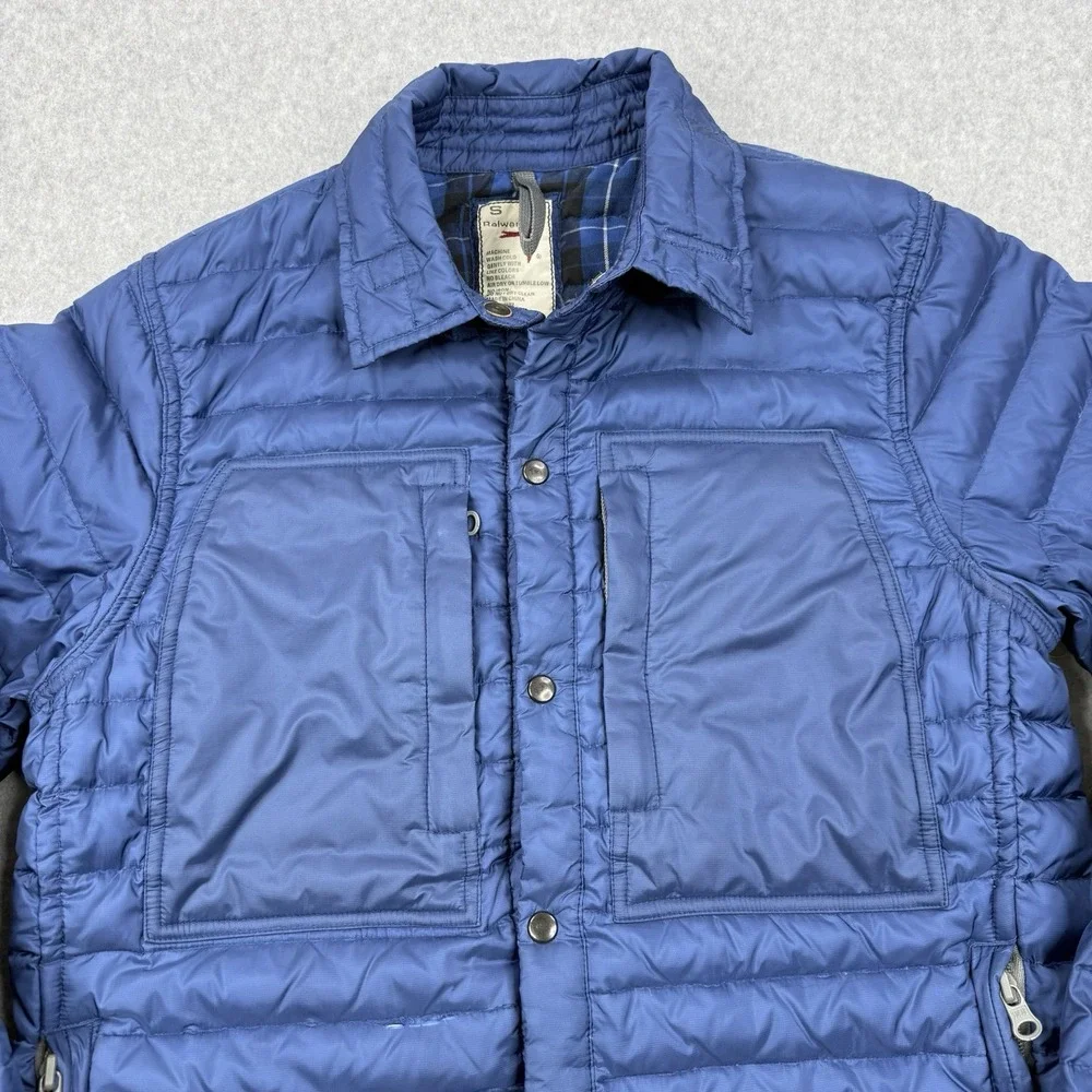 Relwen Jacket Mens Small Blue Puffer Goose‎ Down Quilted Snap Button Outdoors